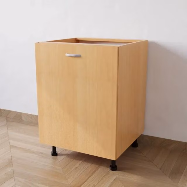 Base cucina Calandrelli con 1 anta in legno faggio beige, L: 60 cm, P: 55,5 cm, H: 72 cm