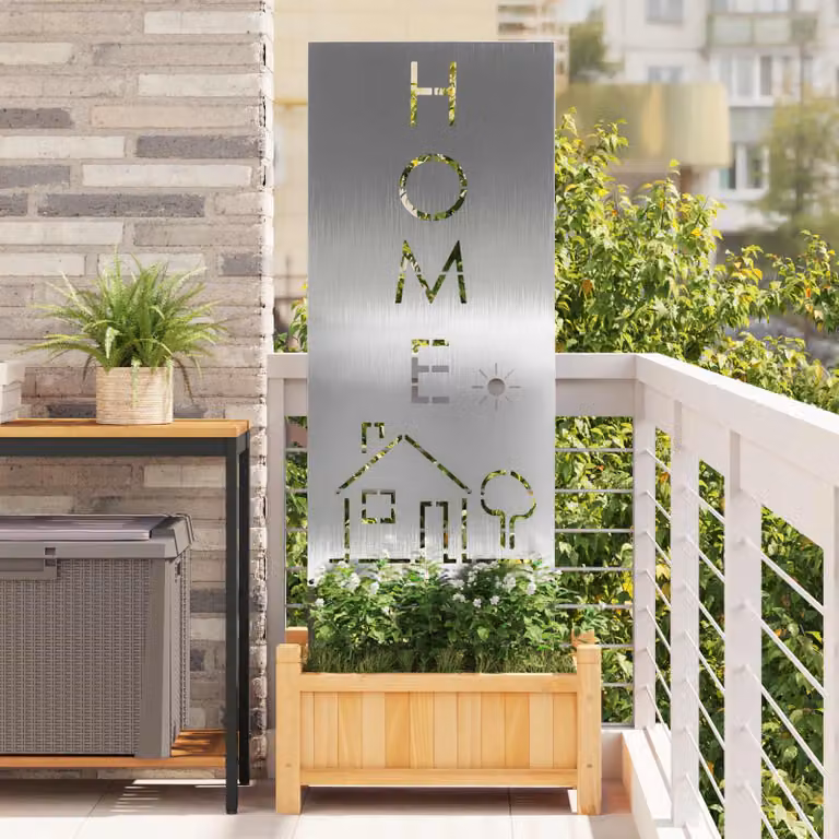 Paravent per privacy da giardino vidaXL in acciaio inossidabile argento L: 50 cm, H: 140 cm