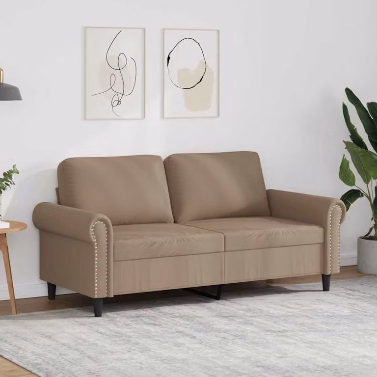 Divano a 2 posti vidaXL in similpelle moderno color beige o marrone con struttura in metallo per il tuo soggiorno