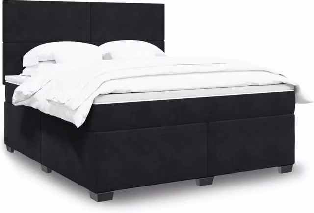 Letto Ibrido vidaXL con Materasso in Velluto Nero e Bianco L/P: 180 x 200 cm