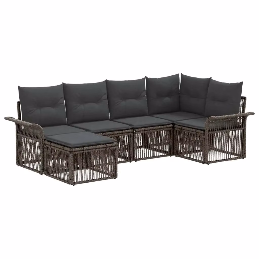 Set Divano da Giardino 6 Pezzi vidaXL Grigio con Cuscini e Struttura in Metallo e Polyrattan – 2
