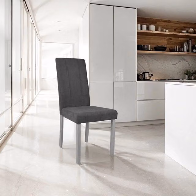 Set di 2 sedie Tom EFFEZETA in legno e tessuto grigio con design moderno a righe