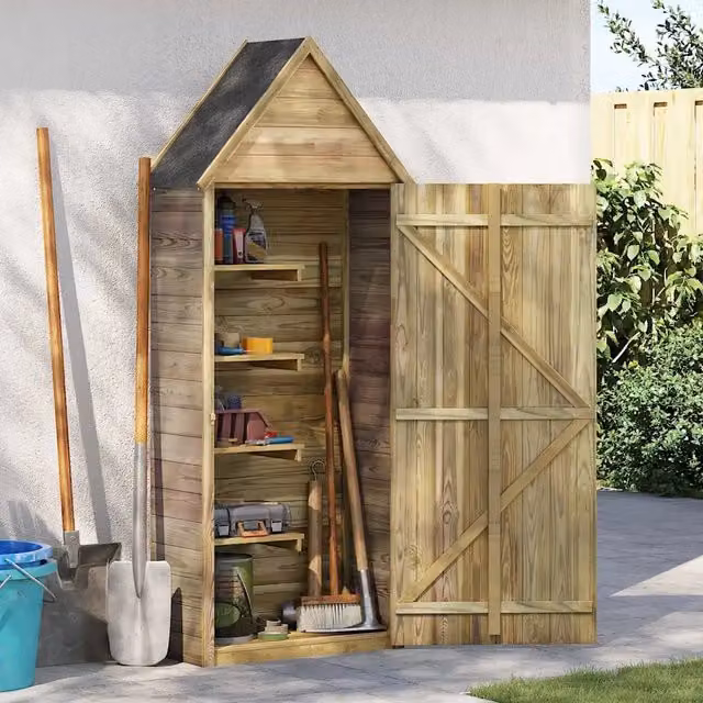 Armadio alto Videx in legno marrone con porta singola e scaffalature L: 69,5 cm, P: 32 cm, H: 178 cm