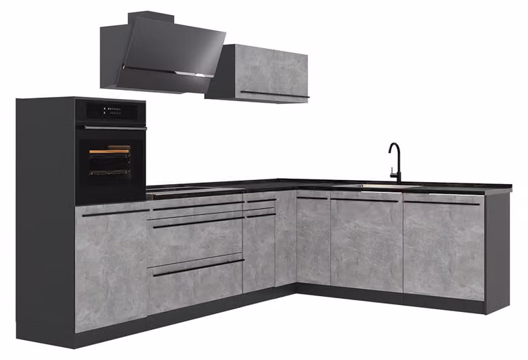 Cucina angolare completa Vicco R-Line Calcestruzzo/Antracite 287 x cm piano di lavoro Antracite, Model 67521