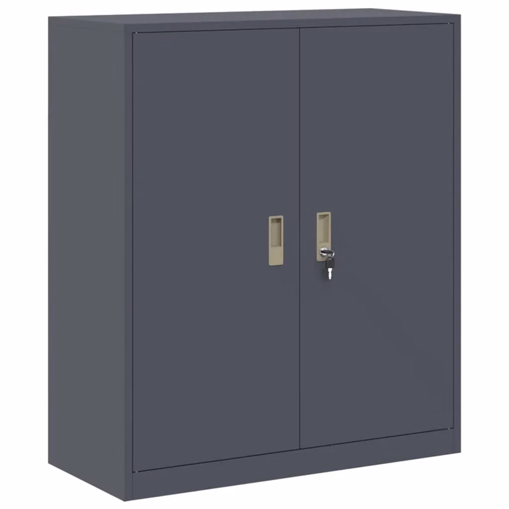 Armadio in metallo vidaXL stile industrial con ante a battente e serratura, colore antracite opaco, L: 90 cm, P: 40 cm, H: 105 cm – 2