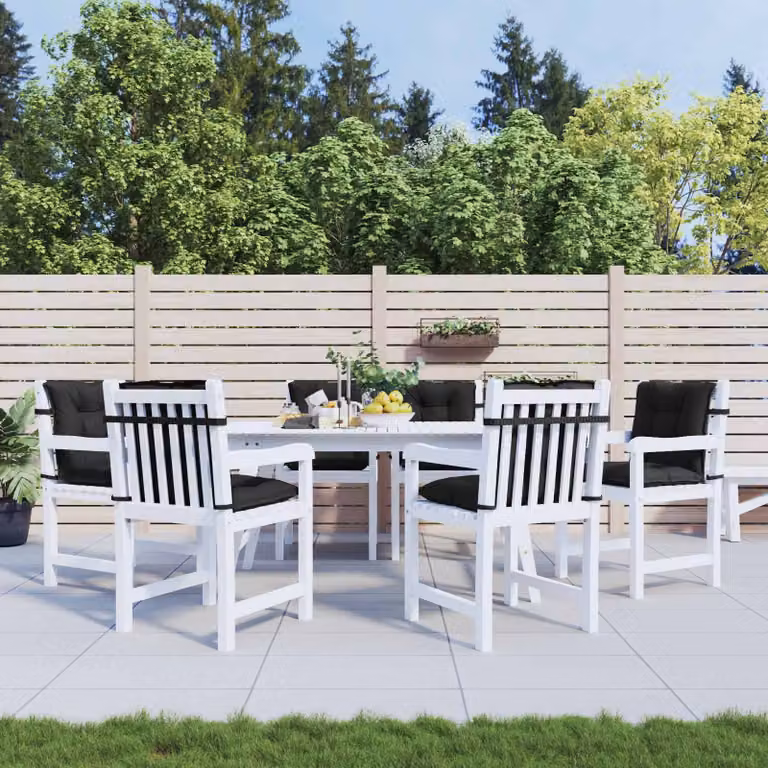 Set di 6 cuscini per sedia bassa vidaXL in poliestere moderno, colore nero melange