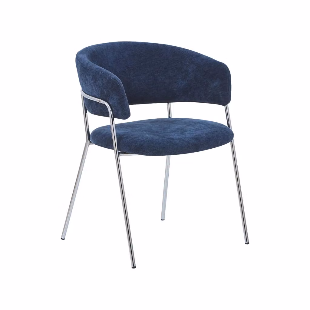 Set di 2 poltrone moderne SWEEEK in tessuto blu con struttura in metallo per sala da pranzo e cucina – 2