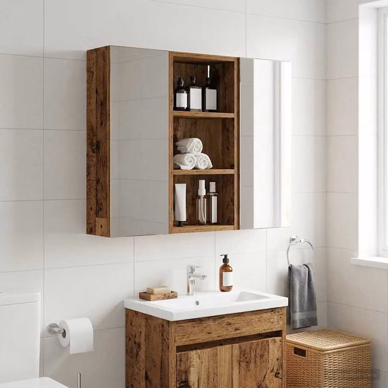 Armadio da bagno a muro vidaXL in legno marrone con ripiani interni L/P/H: 30 x 16 x 62,5 cm