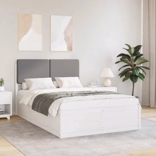 Letto con Testiera Rivestita Grigio chiaro 120 x 200 cm 3405531