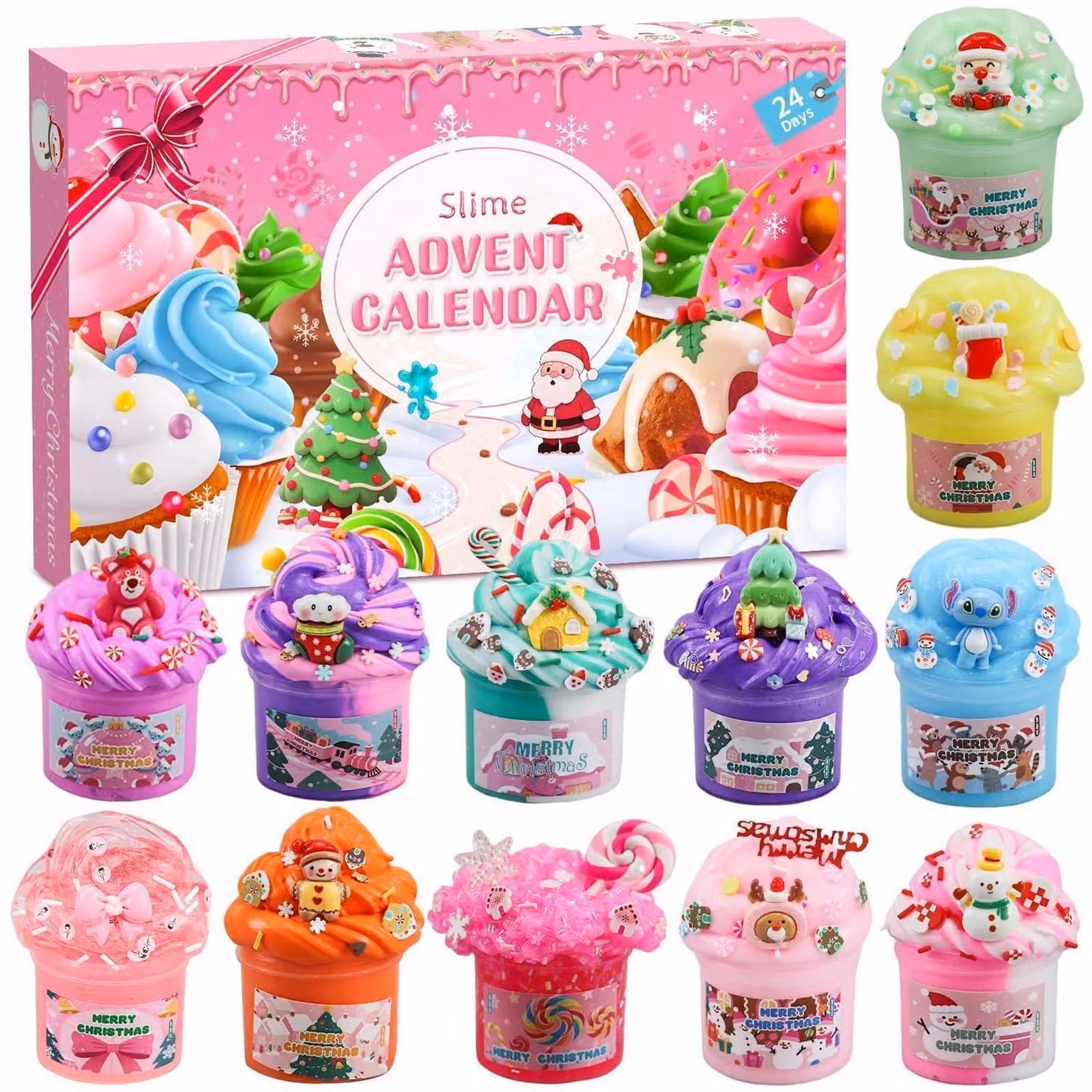 Calendario dell'Avvento "Schleim" per bambini, 24 giorni, colore rosa