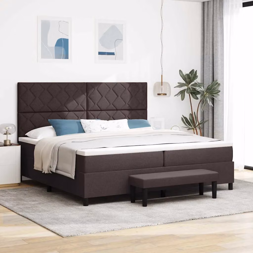 Letto ibrido con materasso e testiera vidaXL in tessuto marrone L/P/H: 200 x 200 x 280 cm – 1