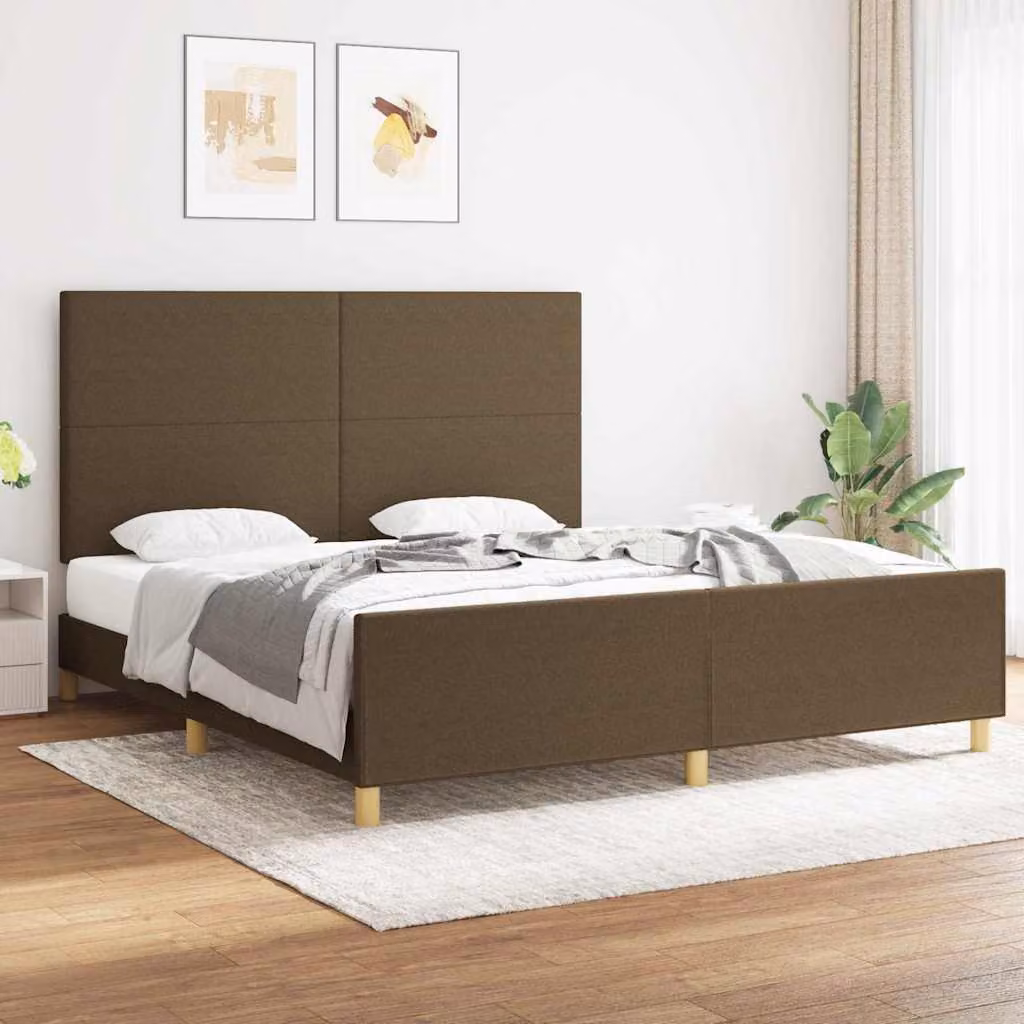 Giroletto vidaXL in legno di larice e tessuto marrone con doghe fisse L 180 x P 200 x H 128 cm – 1