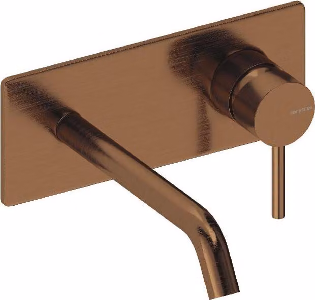 SANYCCES LOOP ColdOpen Miscelatore da incasso per lavabo con sporgenza di 18 cm, oro rosa spazzolato