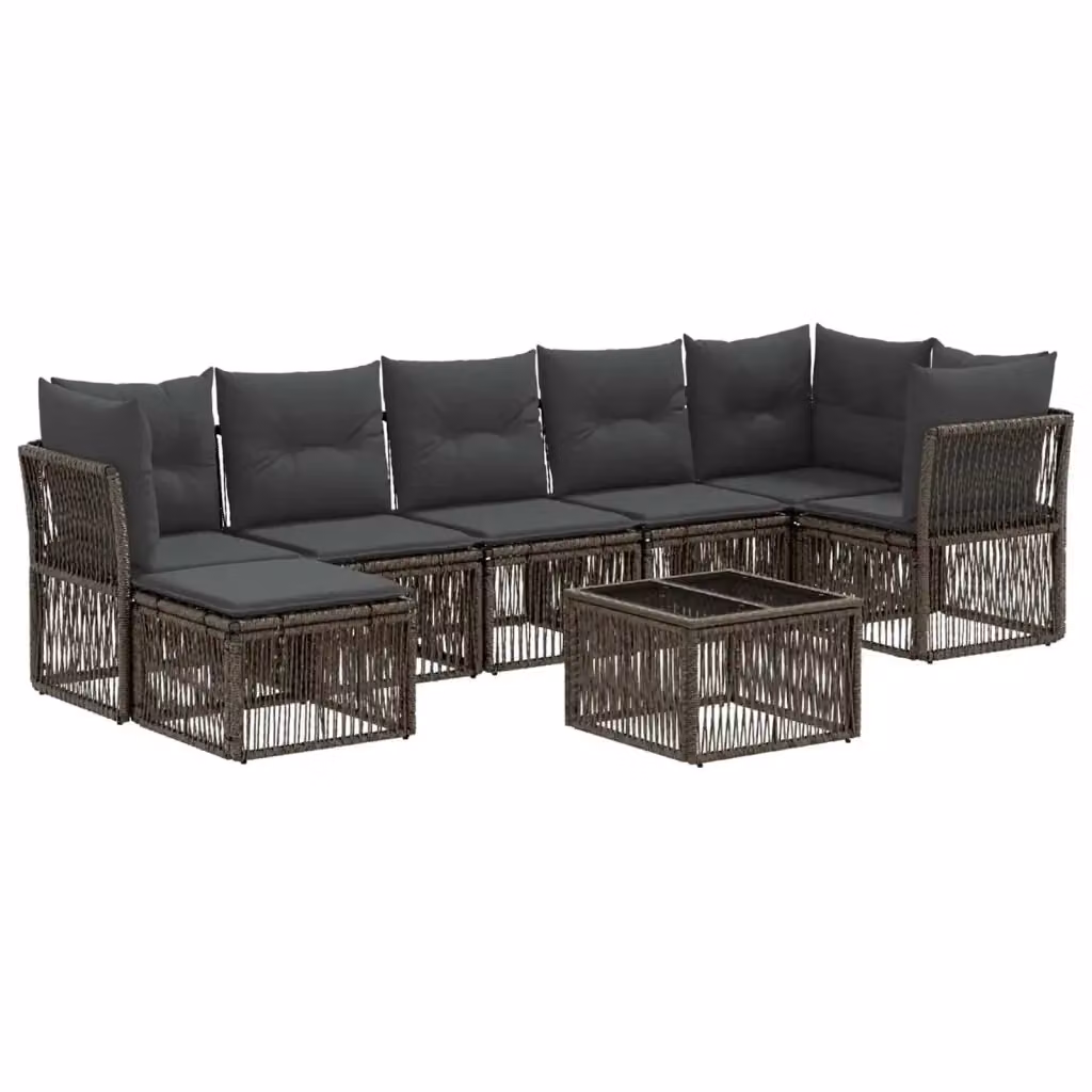 Set Divano da Giardino 8 pz vidaXL Grigio con Poltroncina, Tavolino e Cuscini in Polyrattan e Metallo – 2