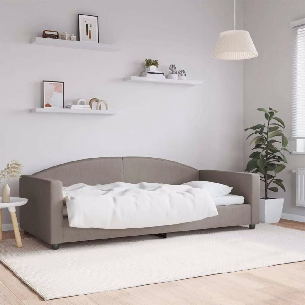 Maison Exclusive - Letto a giorno color taupe, 90x200 cm, rivestito in tessuto
