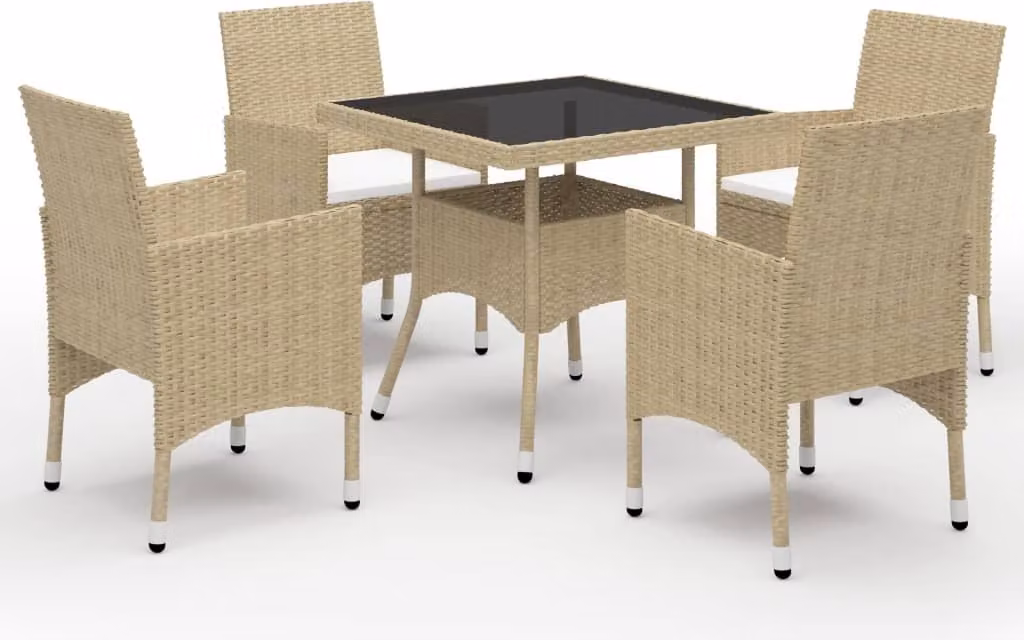 Maison Exclusive - Set da pranzo da giardino 5 pezzi in rattan sintetico e vetro, beige