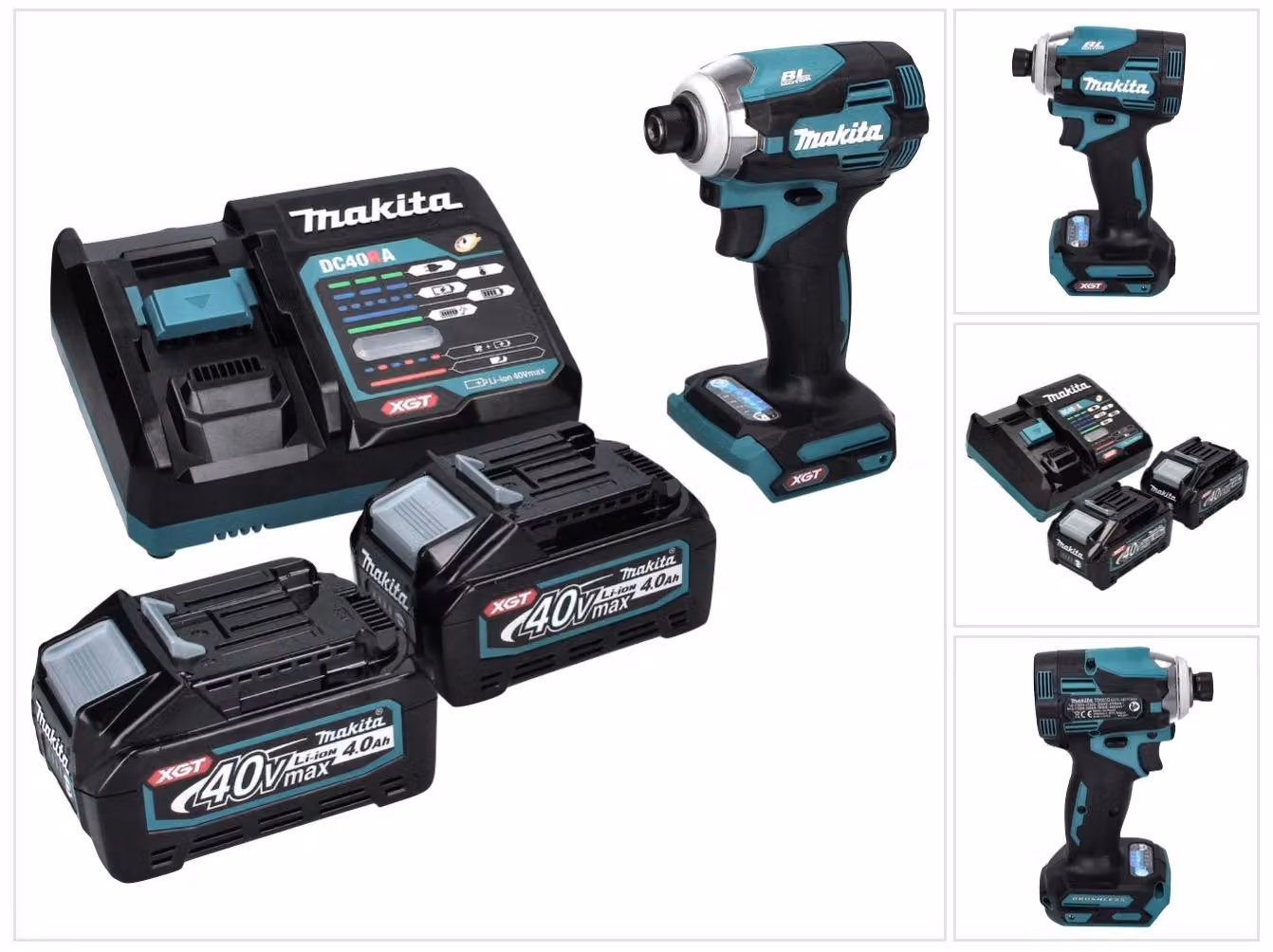 Avvitatore a impatto a batteria Makita TD 001 GM2 40 V 220 Nm 1/4" XGT Brushless + 2 batterie da 4,0 Ah + caricabatterie