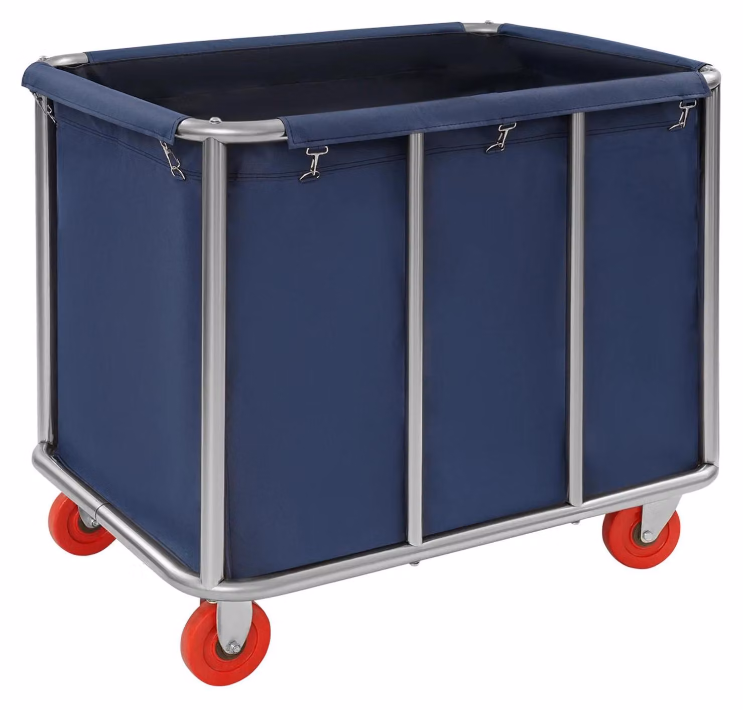 Carrello portabiancheria - Con rotelle - 90×65×80 cm - Portata 200 kg - Telaio in acciaio inossidabile - Sacco in tessuto Oxford - Blu