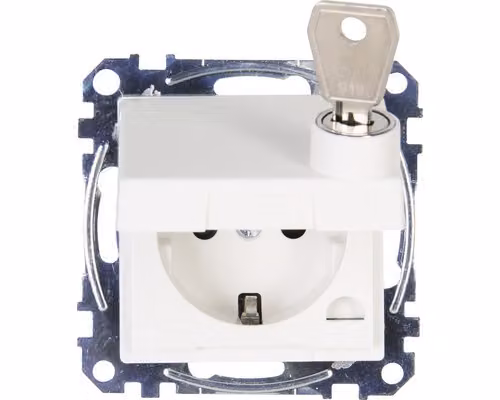Kopp 951529001 Presa di corrente bloccabile con coperchio a cerniera + protezione tattile avanzata Athenis 55 bianco puro