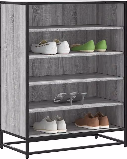 Scarpiera-Scaffale Design Mania in Legno e Metallo Grigio, L 75 cm x P 38 cm x H 97,5 cm – 1