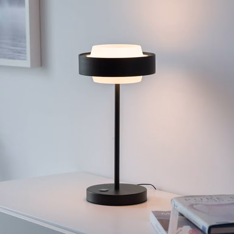 Schöner Wohnen Lampada da tavolo a LED Elmo, dimmerabile, Nero, Soggiorno / Sala da pranzo, Metallo, Moderno, Lampada da tavolo LED