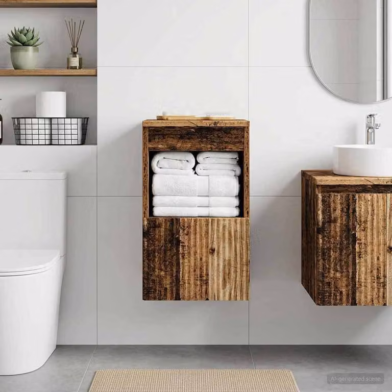 Mobile da bagno vidaXL in legno marrone con ante a battente e ripiani interni L/P/H: 30 x 35 x 50 cm