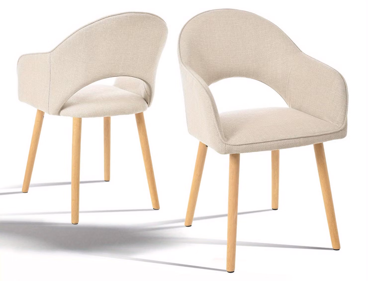 Sedia da pranzo - Sedia - Poltrona - Poltrona relax - Sedia per zona living - Set di 2, colore beige, materiale: poliestere
