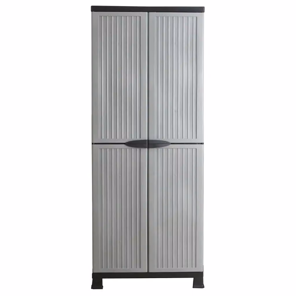 Armadietto contenitore in plastica grigia con serratura HELLOSHOP26 per casa, ufficio o garage, L: 68 cm, P: 39 cm, H: 171,5 cm – 2