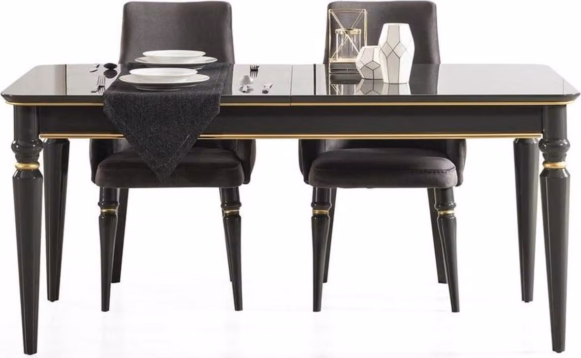 Casa Padrino tavolo da pranzo art déco grigio / oro 170-208 x 90 x h. 76 cm - Tavolo da pranzo nobile allungabile - Mobili da sala da pranzo art déco