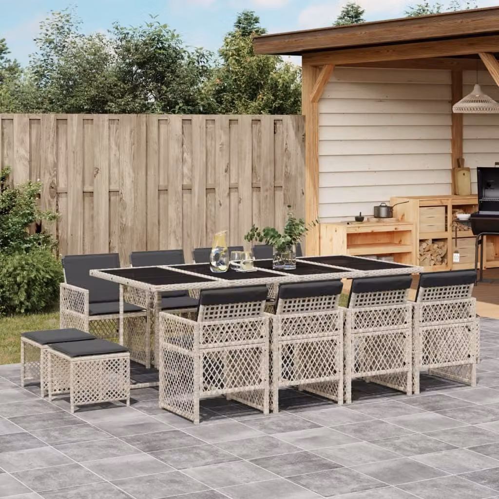 Maison Exclusive - Set da Pranzo da Giardino 13pz con Cuscini Grigio in Polyrattan