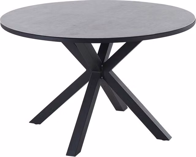 Tavolo da giardino rotondo BELIANI in alluminio verniciato a polvere e vetro nero e grigio, Diametro: 120 cm
