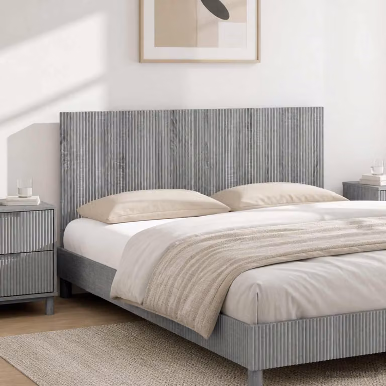 Testiera da muro vidaXL ARNHEM grigio con ripiano integrato in legno ingegnerizzato L: 140 cm, H: 50 cm, P: 3 cm