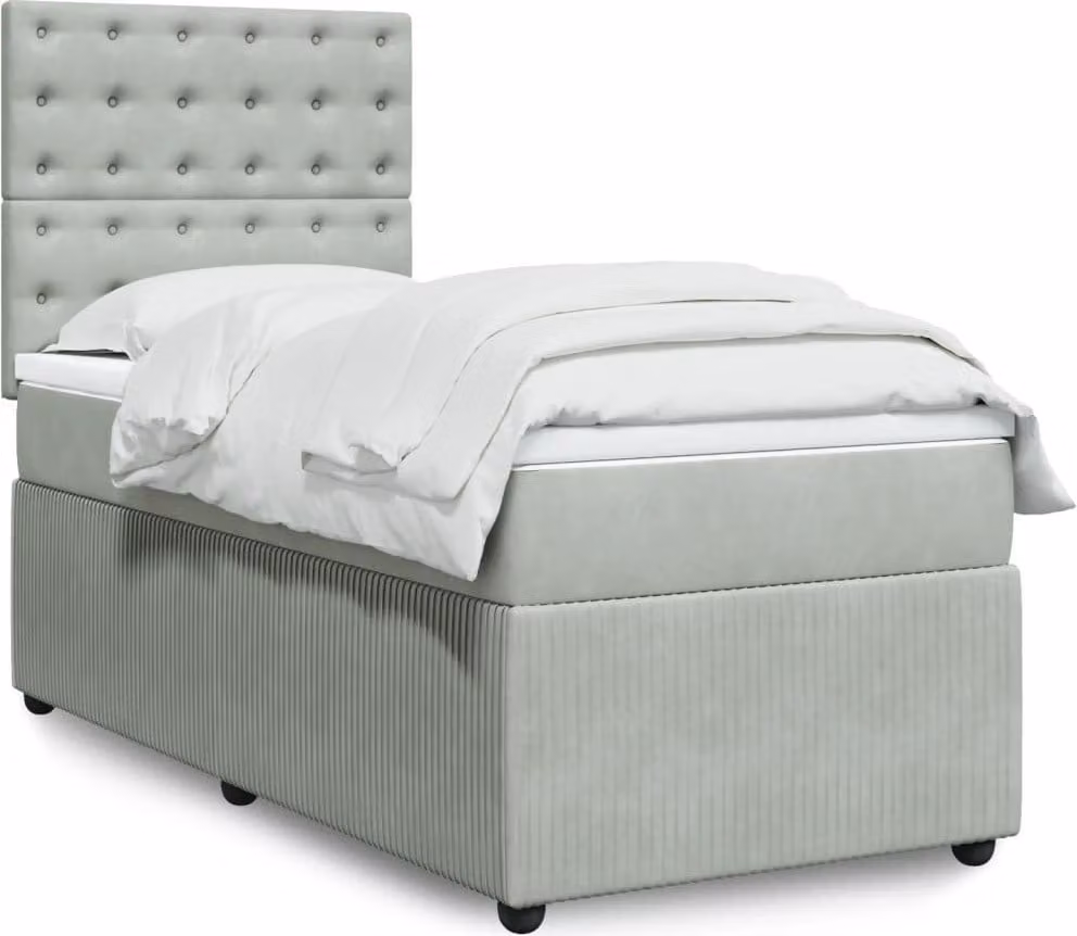 Maison Exclusive - Giroletto a Molle con Materasso Grigio Chiaro 90x190 cm Velluto