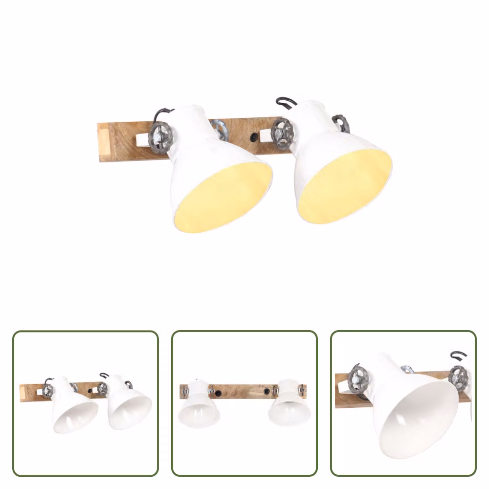The Living Store Lampada da parete in stile industriale bianco 45x25 cm E27