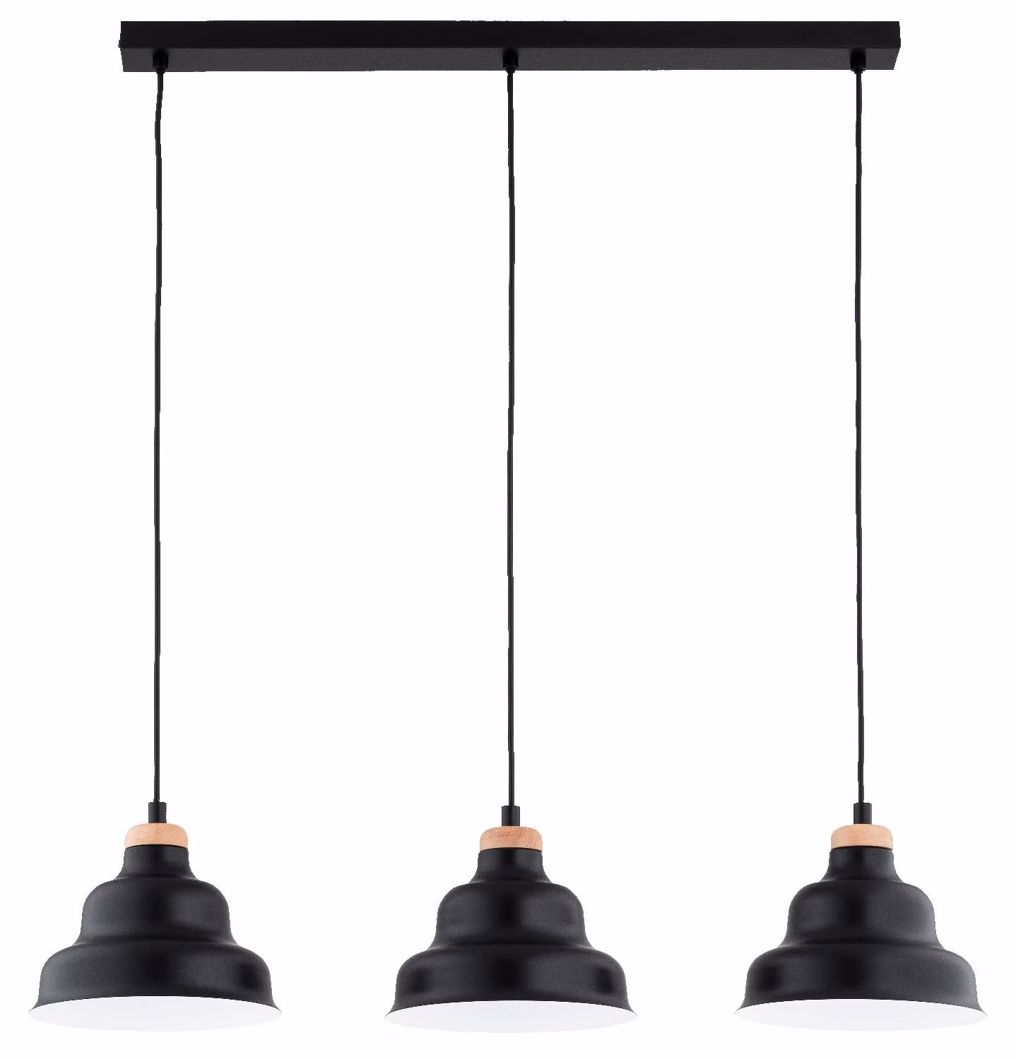 Lampada a sospensione BAŁWANEK nera-legno chiaro-bianca 3xE27x15W metallo dim.: 90x84x21,5 cm IP20 Alfa