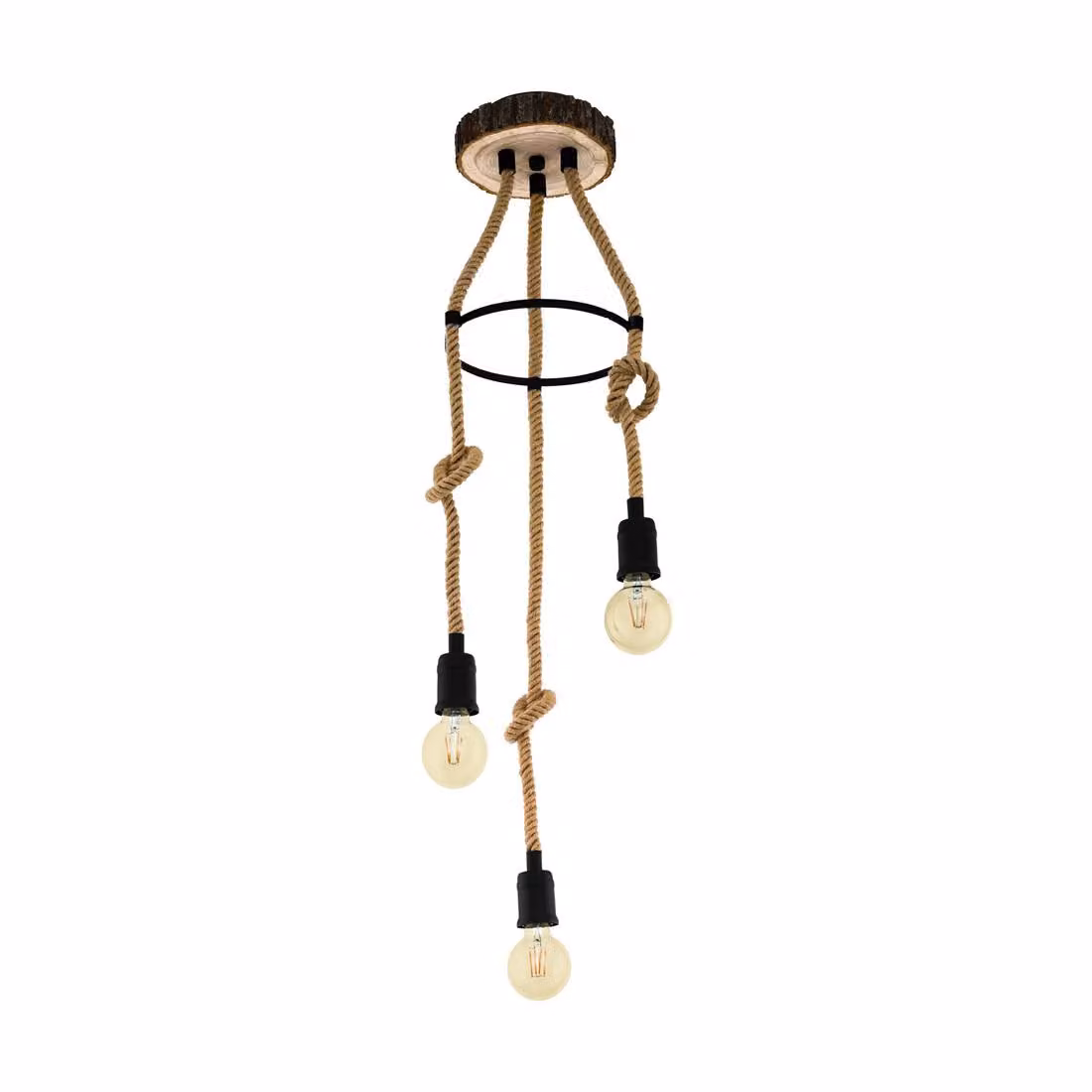 EGLO Rampside, montaggio fisso, nero, naturale/naturale, acciaio, legno, interno, IP20, I