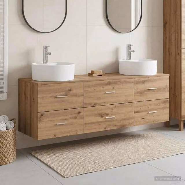 Set di Armadi da Bagno 3 pz Rovere Artigianale 3405874