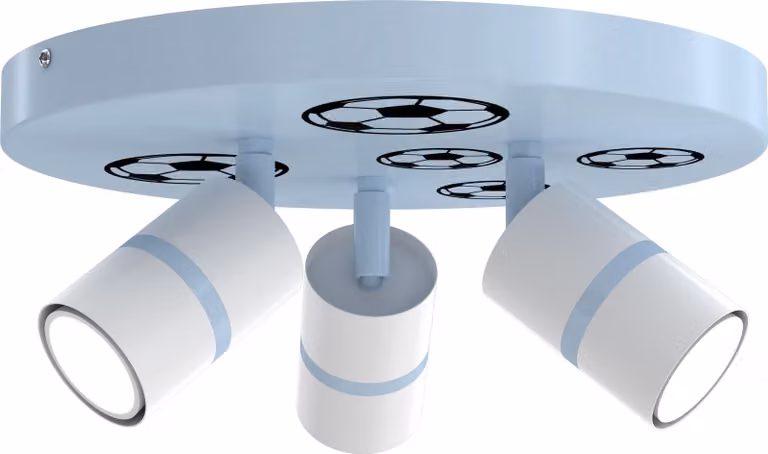 Applique Lampadario Plaffone Calcio Blu Tubo Faretto Boy Led
