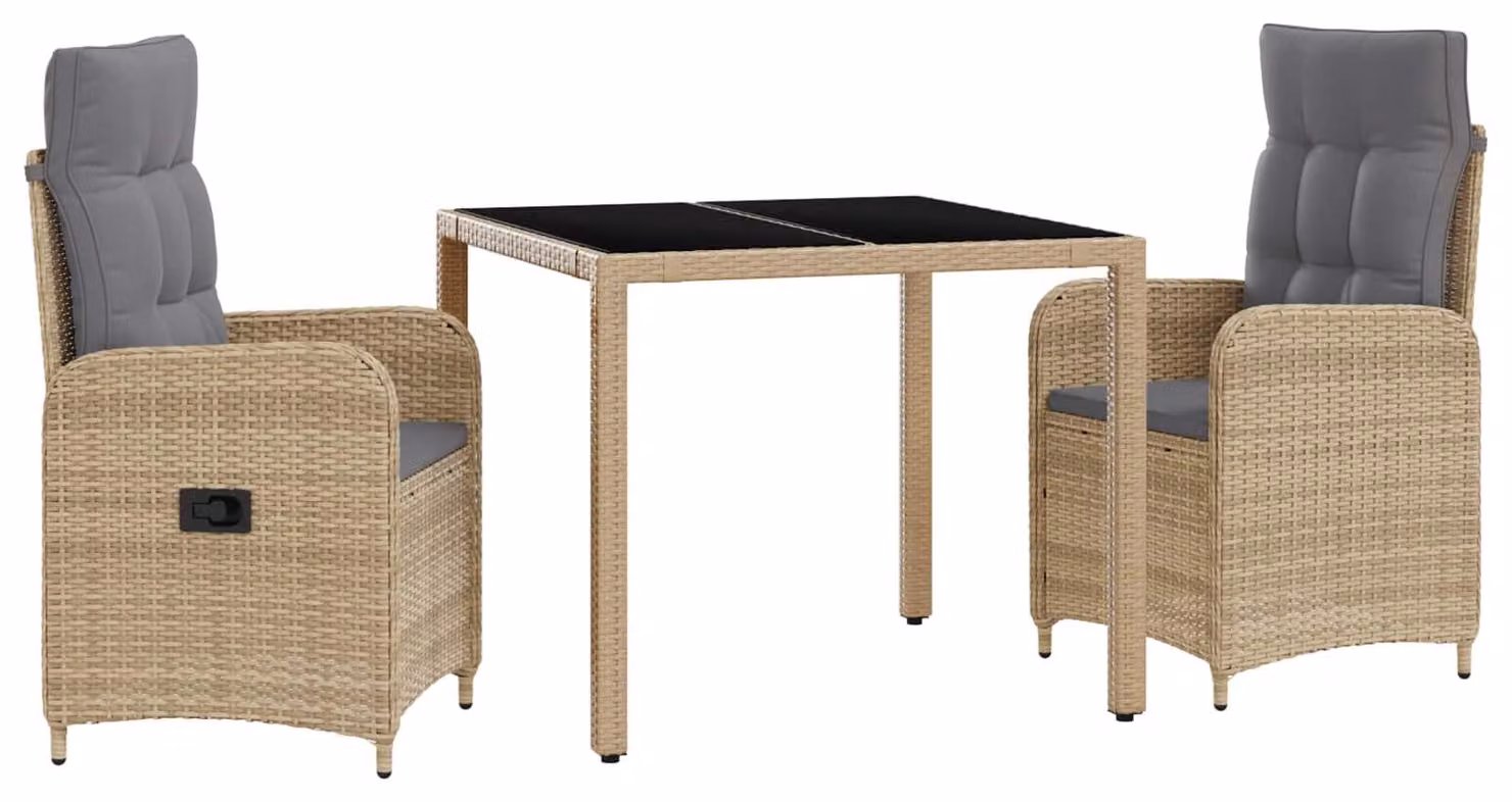Set da pranzo per esterni 3 pcs Beige e Grigio Chiaro