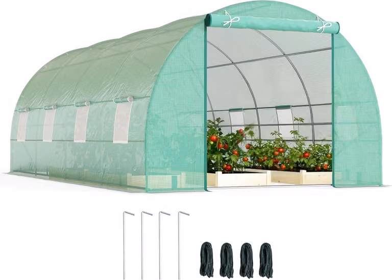 Tunnel – Serra – Serra per pomodori – Serra – Tunnel in plastica – Dimensioni generose: 600x300x200 cm