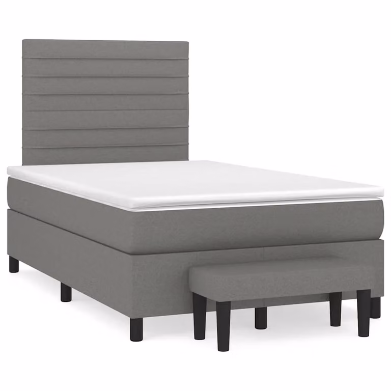 vidaXL Giroletto a Molle Ibrido con Materasso in Tessuto Grigio e Bianco, Struttura in Legno di Pino e MDF, L/P/H: 120 x 200 x 123 cm