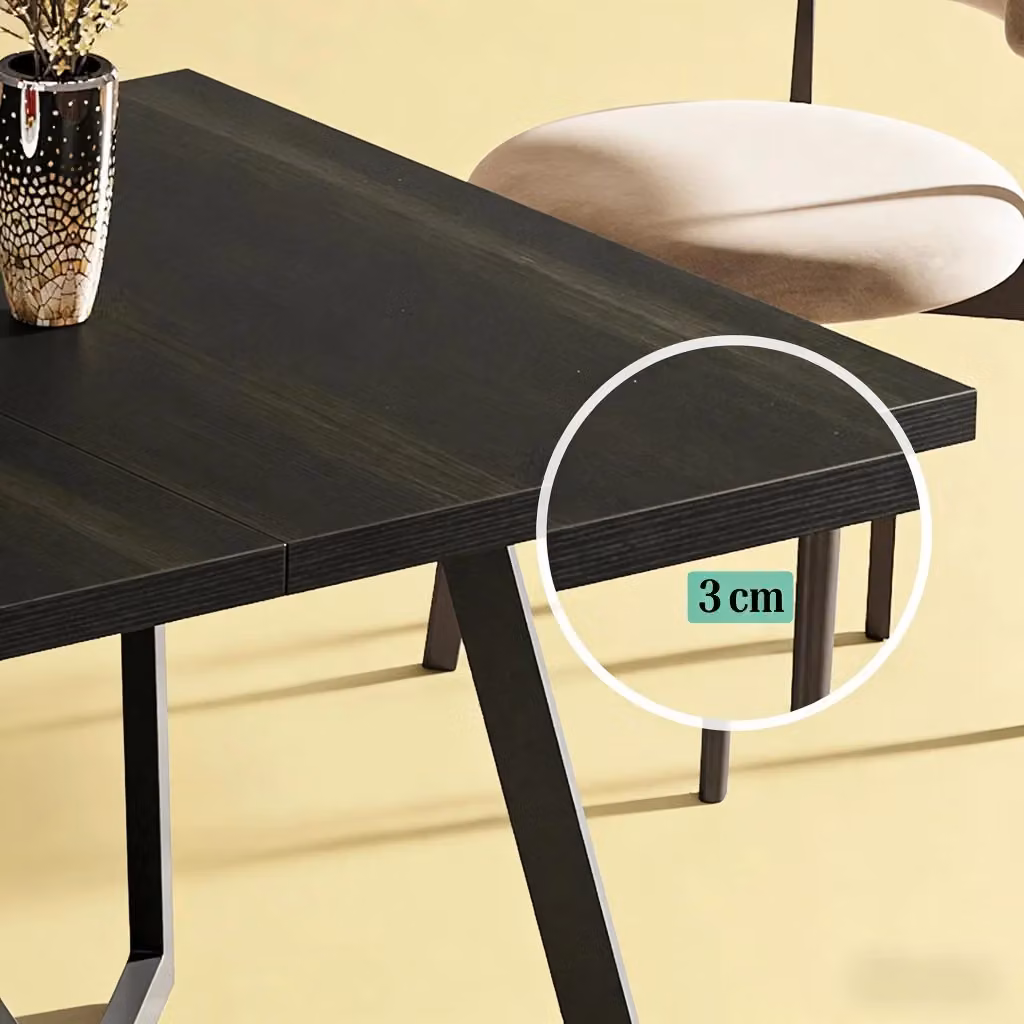 Tavolo rettangolare moderno REDOM in MDF e metallo, Nero/Marrone, L: 180 cm, P: 80 cm, H: 75 cm – 2