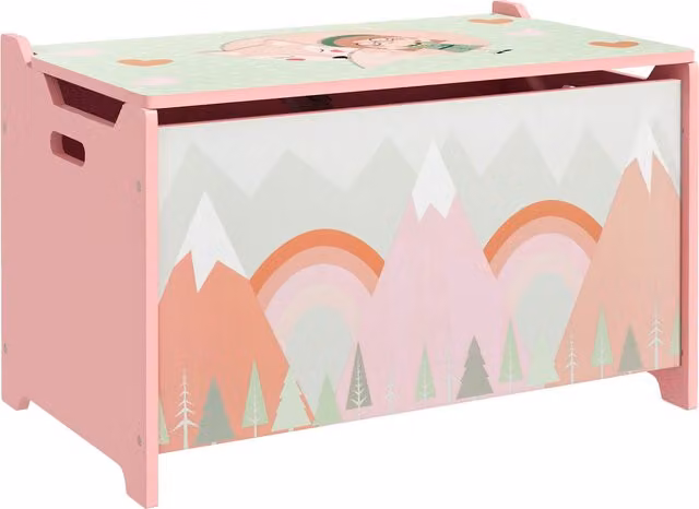 Baule portagiochi ZONEKIZ con coperchio e cerniera di sicurezza, Rosa, L: 60 cm, P: 37 cm, H: 39 cm