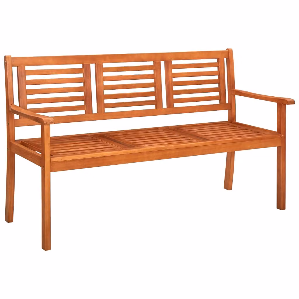 panca da giardino a 3 posti con cuscino 150 cm in legno massiccio di eucalipto