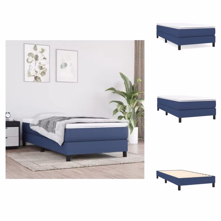 vidaXL Letto a molle con materasso blu 80x200 cm in tessuto - Letti & strutture letto