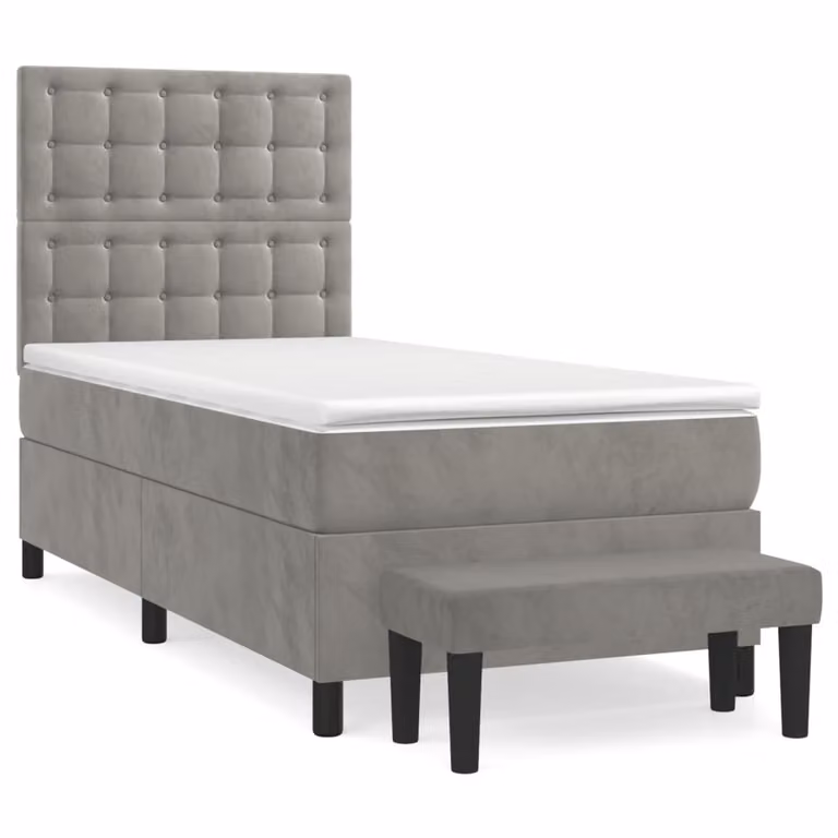 Giroletto a Molle con Materasso Grigio Chiaro 80x200 cm Velluto