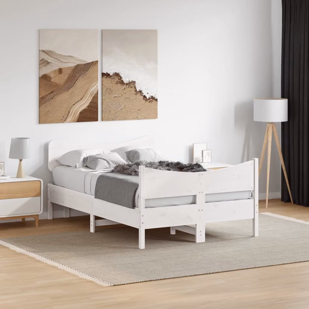 Letto senza Materasso vidaXL in Legno Massello di Pino Bianco L 120 x P 200 cm – 1