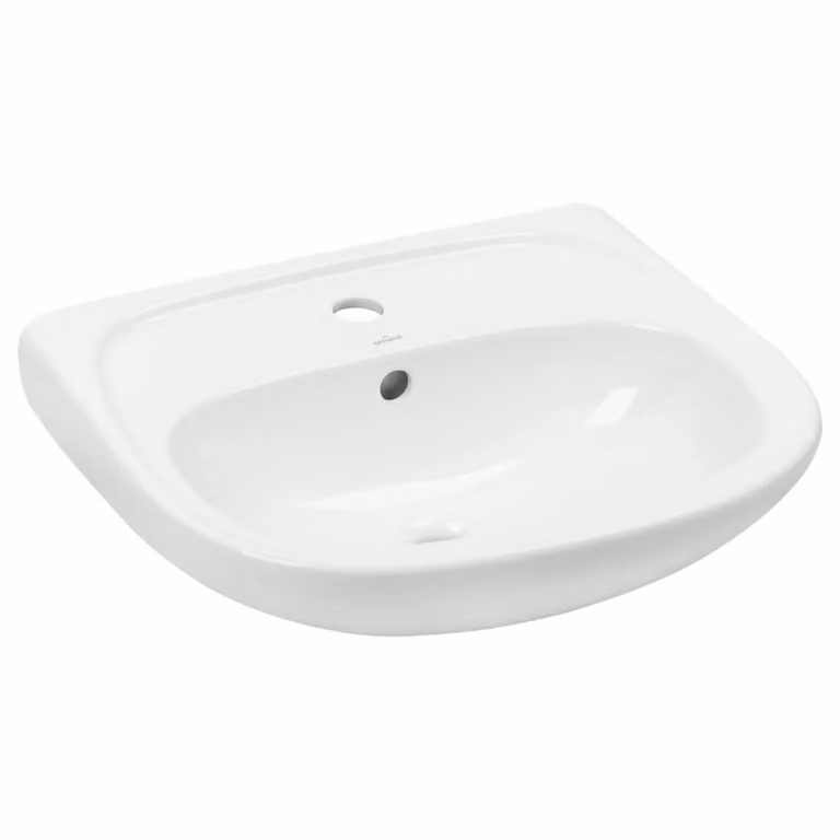 VBChome - Lavabo a colonna mini, 50 x 42 cm, in Vetroceramica, per bagno degli ospiti, con troppofilo e foro per rubinetto, colore bianco