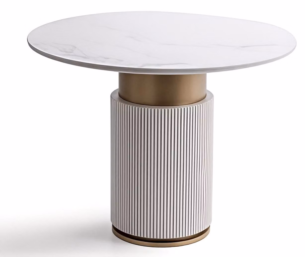 Tavolo rotondo moderno, bianco e oro, aspetto marmo design per cucina, nuovo