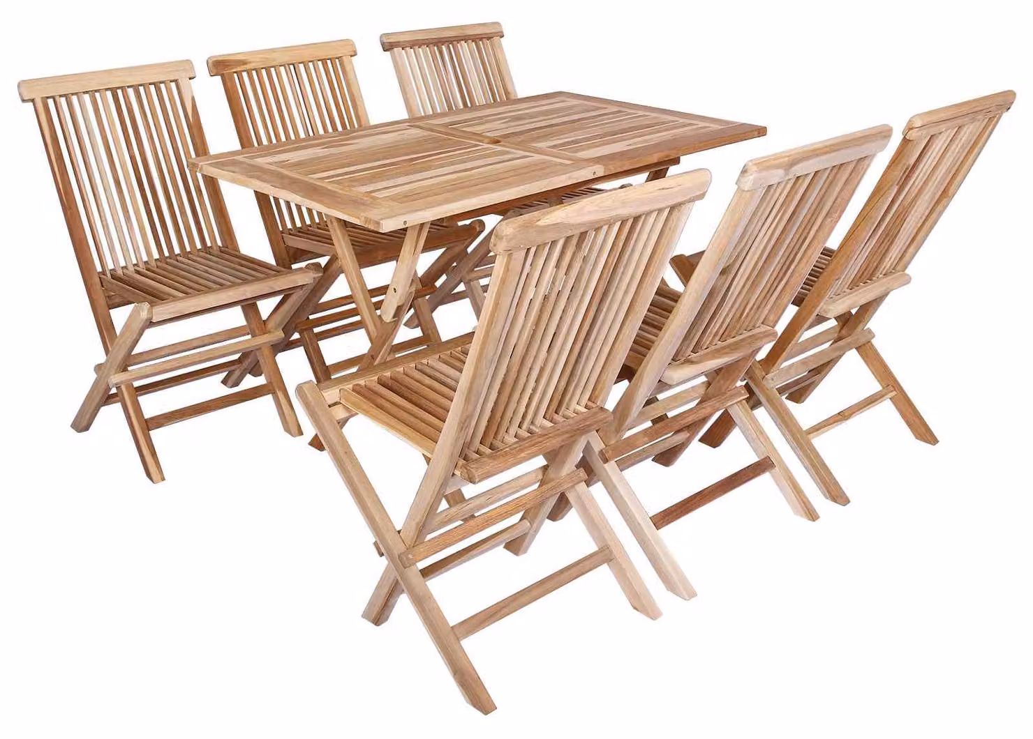 Set di mobili da giardino, 7 pezzi, in legno massello di teak naturale